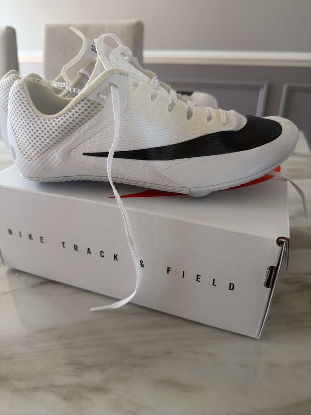 Nike White Black Women's Track Spikes